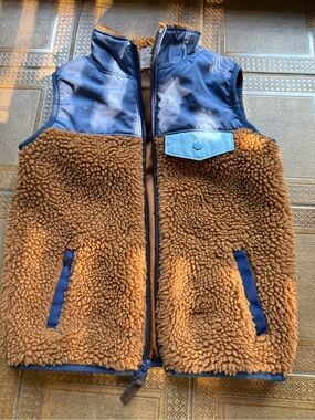 Carter's Brown Sherpa Vest with Blue Trim